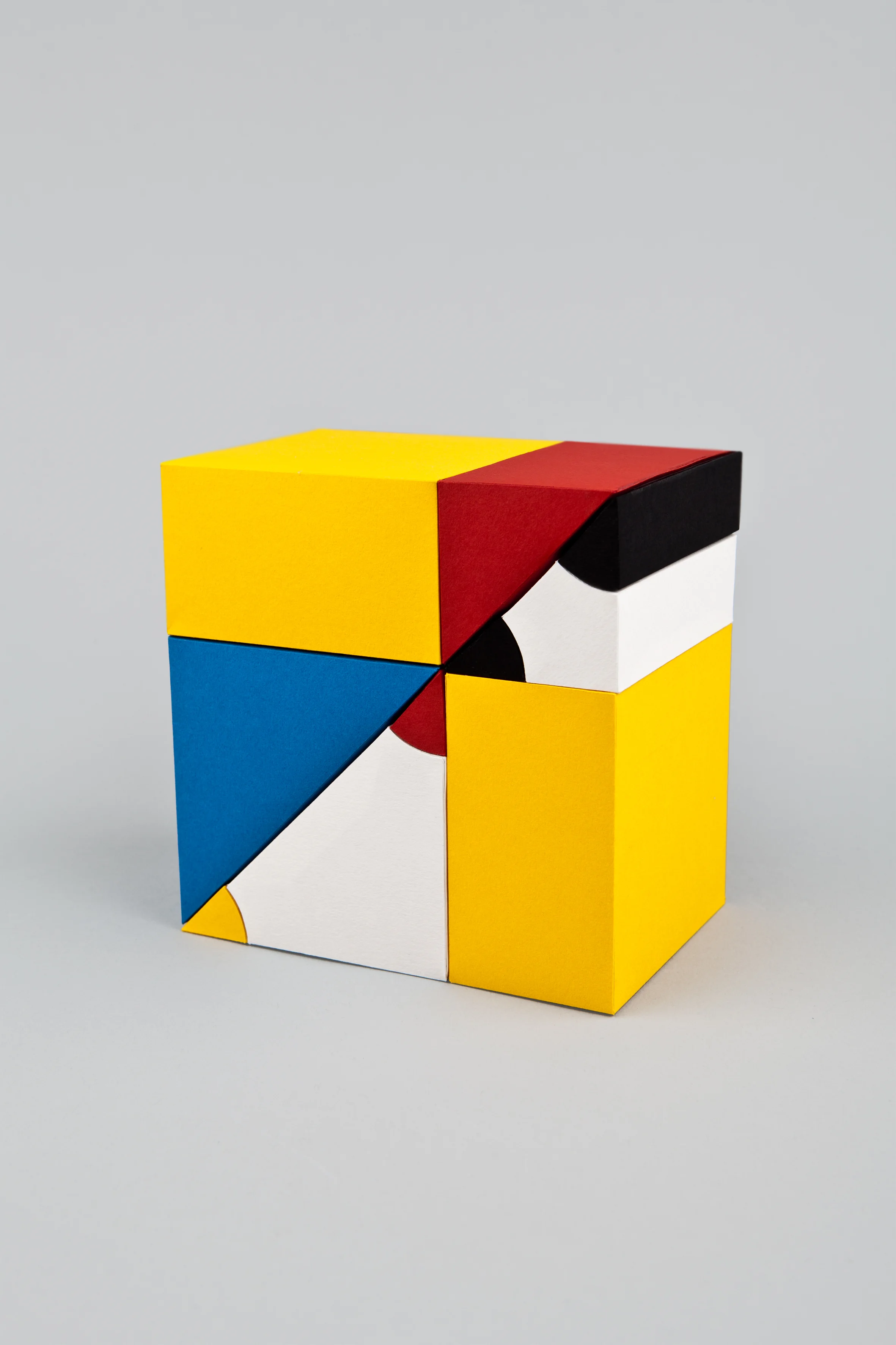 Detail of a Here’s Looking at Euclid paper model showing Byrne’s colour planes as folded surfaces