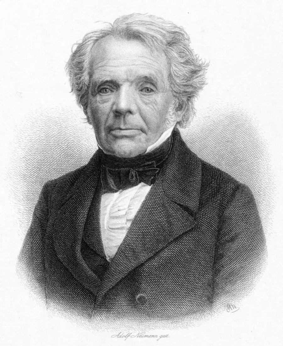 Engraved portrait of August Ferdinand Möbius, the German mathematician known for the Möbius strip